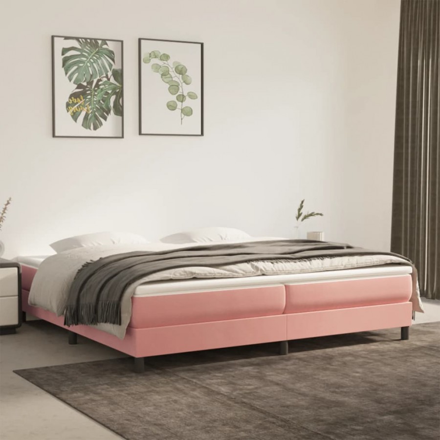 Cadre de lit avec matelas Rose 200x200 cm Velours