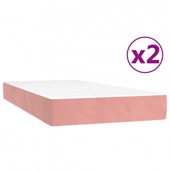 Cadre de lit avec matelas Rose 200x200 cm Velours