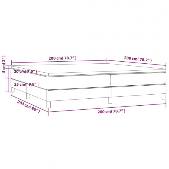 Cadre de lit avec matelas Rose 200x200 cm Velours