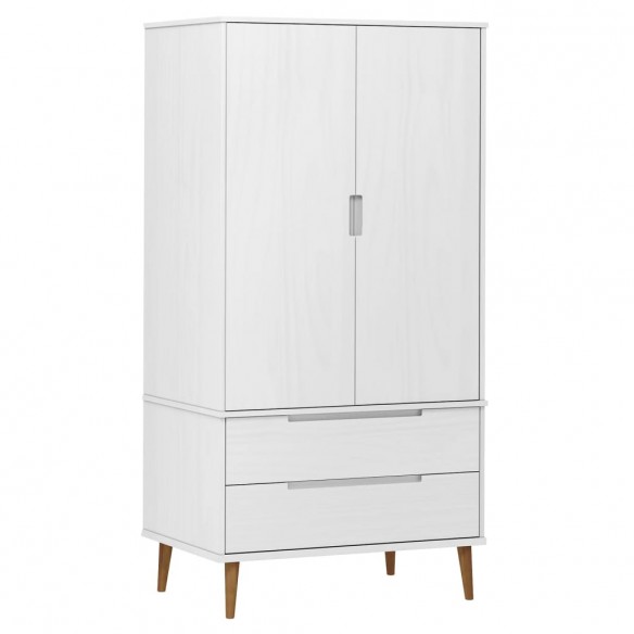 Garde-robe MOLDE Blanc 90x55x175 cm Bois massif de pin