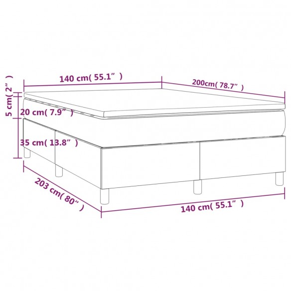 Cadre de lit et matelas Bleu foncé 140x200cm Velours