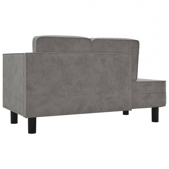 Chaise longue avec coussins et traversin gris clair velours