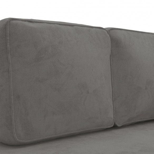 Chaise longue avec coussins et traversin gris clair velours