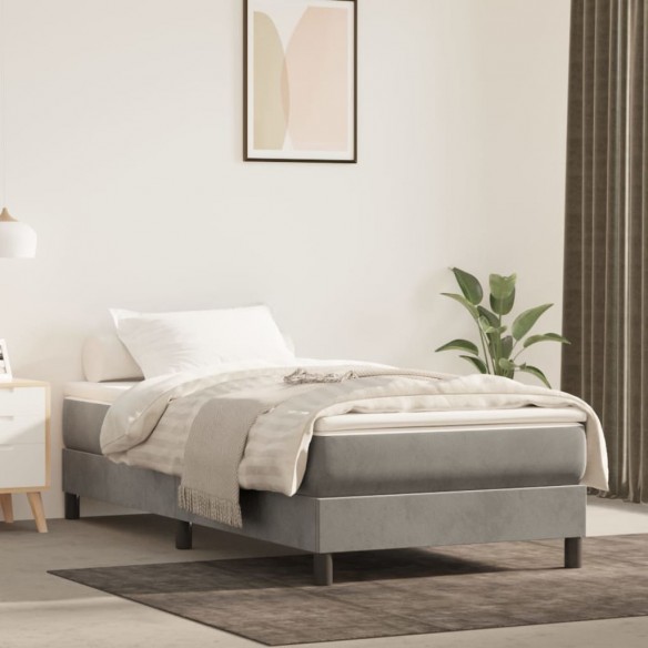 Cadre de lit et matelas Gris clair 90x200 cm Velours