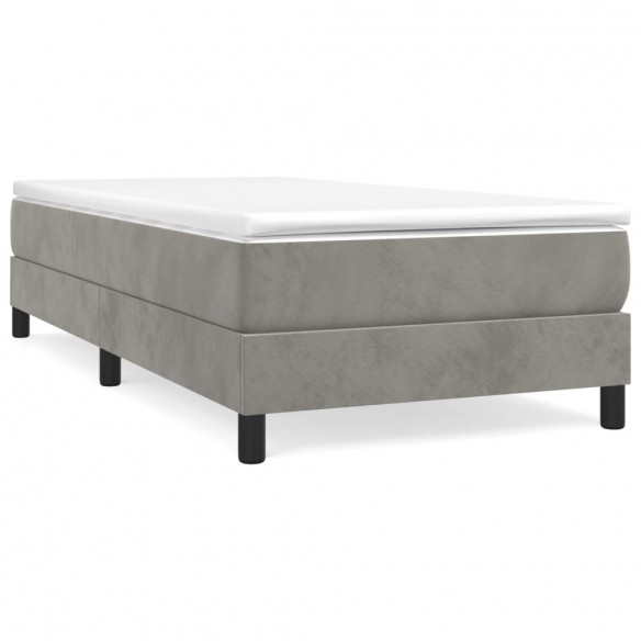 Cadre de lit et matelas Gris clair 90x200 cm Velours