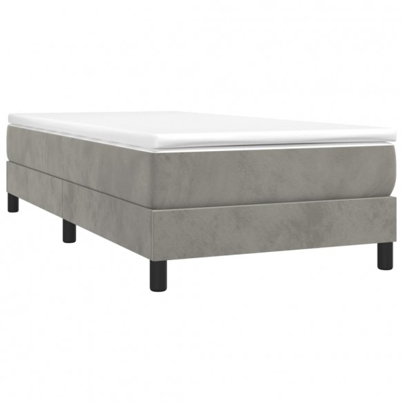 Cadre de lit et matelas Gris clair 90x200 cm Velours