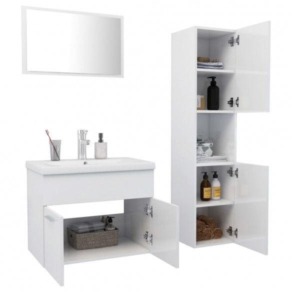 Ensemble de meubles de salle de bain Blanc brillant