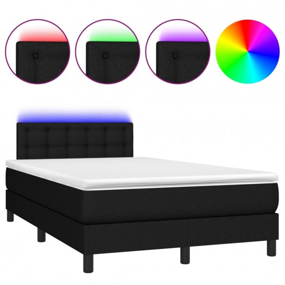 Cadre de lit avec matelas LED Noir 120x200 cm Tissu