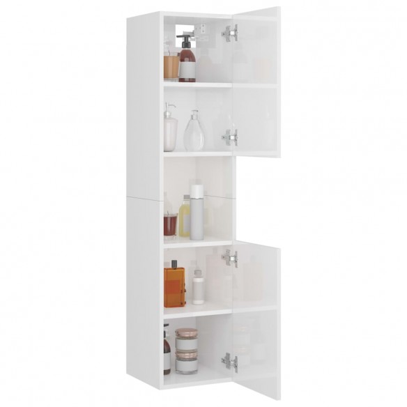 Armoire de salle de bain Blanc brillant 30x30x130 cm Aggloméré