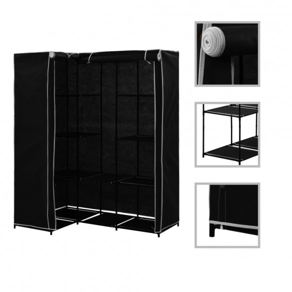 Garde-robe d'angle Noir 130x87x169 cm