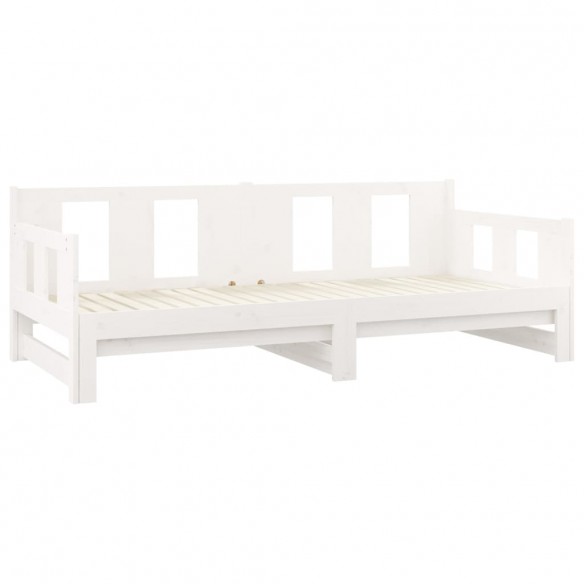 Lit coulissant Blanc Bois de pin solide 2x(80x200) cm