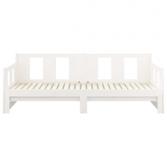 Lit coulissant Blanc Bois de pin solide 2x(80x200) cm