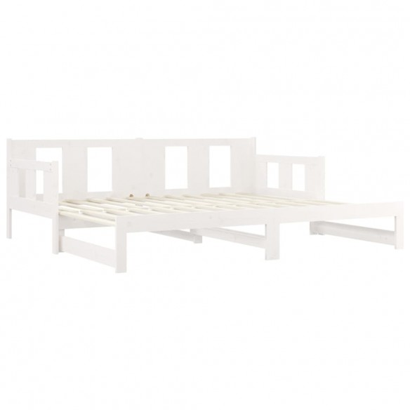 Lit coulissant Blanc Bois de pin solide 2x(80x200) cm