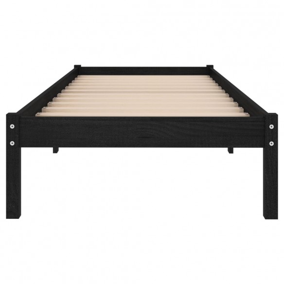 Cadre de lit Noir Bois massif 90x190 cm Simple