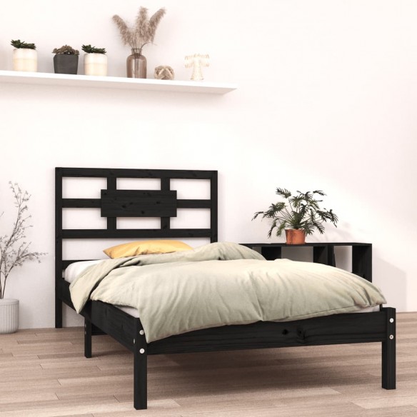 Cadre de lit Noir Bois massif 90x190 cm Simple