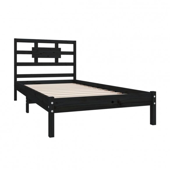 Cadre de lit Noir Bois massif 90x190 cm Simple