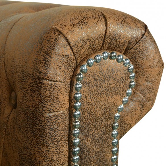 Canapé Chesterfield 3 places cuir artificiel marron