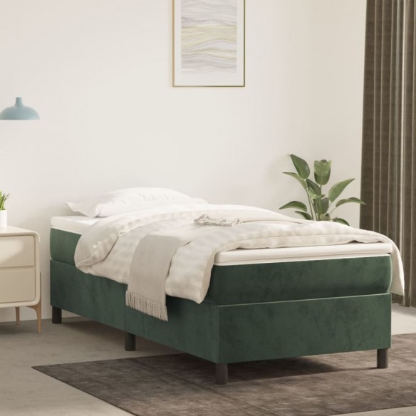 Cadre de lit avec matelas Vert foncé 100x200 cm