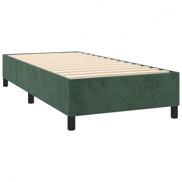 Cadre de lit avec matelas Vert foncé 100x200 cm