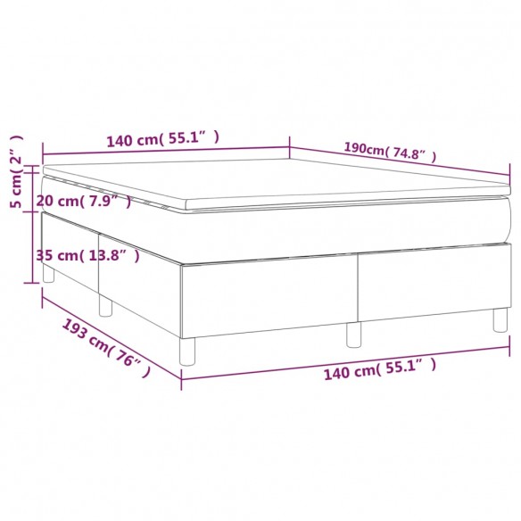 Cadre de lit avec matelas Gris foncé 140x190cm Tissu