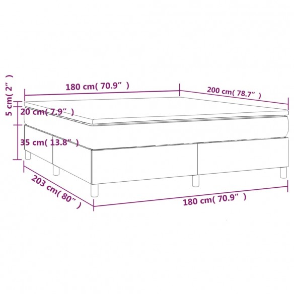 Cadre de lit et matelas Gris clair 180x200cm Velours