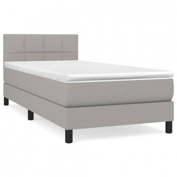 Cadre de lit et matelas Gris clair 90x190 cm Tissu