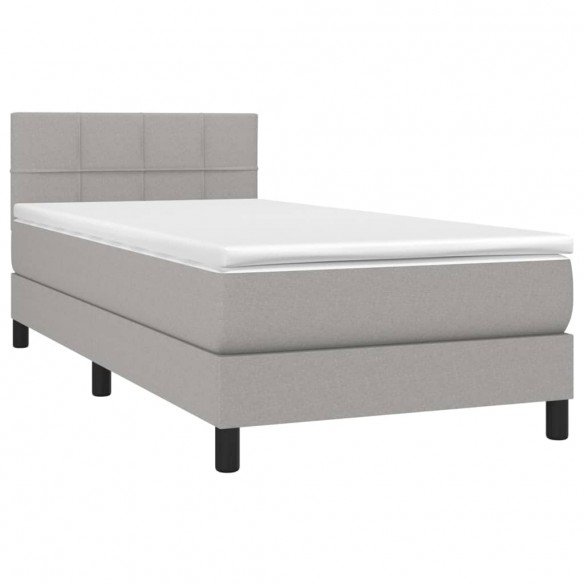 Cadre de lit et matelas Gris clair 90x190 cm Tissu