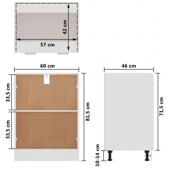 Armoire de plancher Blanc 60x46x81,5 cm Bois d'ingénierie