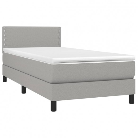 Cadre de lit avec matelas et LED Gris clair 90x190cm