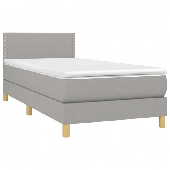 Cadre de lit et matelas Gris clair 90x190 cm Tissu