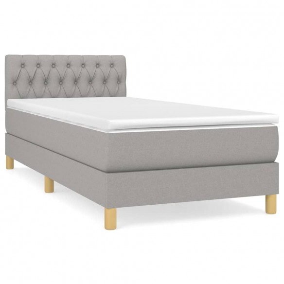 Cadre de lit et matelas Gris clair 90x190 cm Tissu