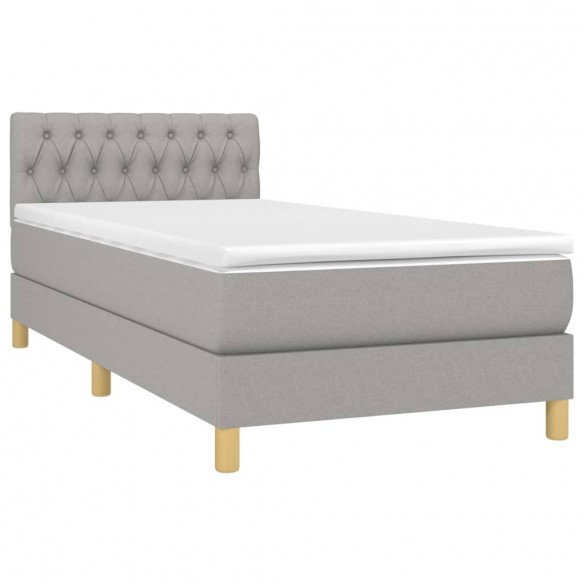 Cadre de lit et matelas Gris clair 90x190 cm Tissu