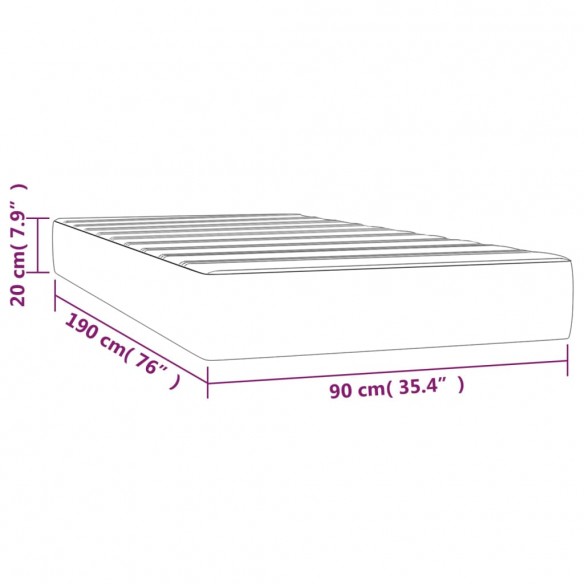 Matelas de lit à ressorts ensachés Gris clair 90x190x20cm Tissu