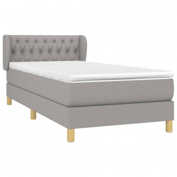 Cadre de lit et matelas Gris clair 90x190 cm Tissu