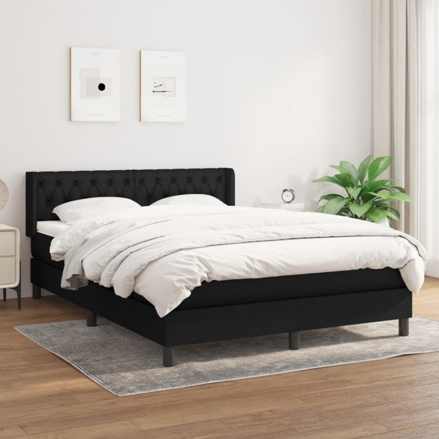 Cadre de lit avec matelas Noir 140x190 cm Tissu