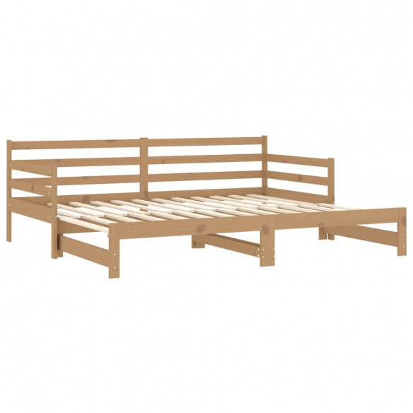 Lit coulissant 2x(90x200) cm Marron miel Bois de pin massif