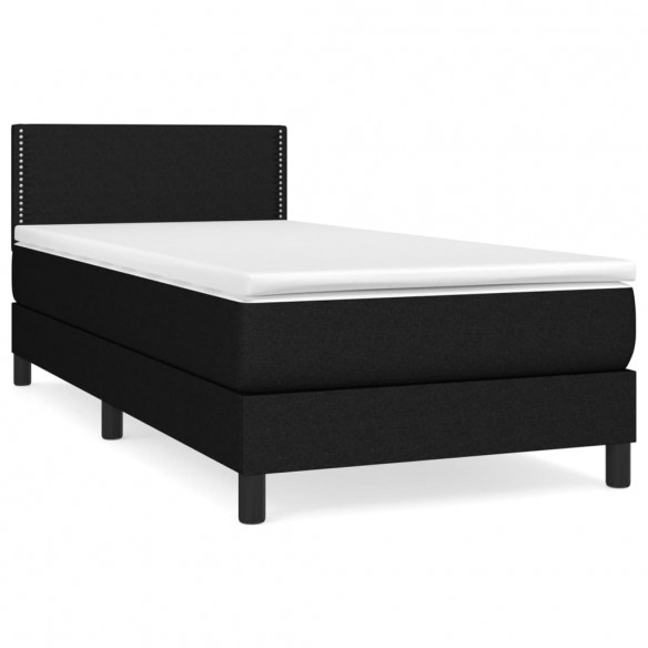 Cadre de lit avec matelas Noir 90x190 cm Tissu