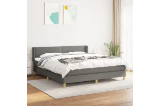 cadre de lit avec matelas Gris foncé 160x200cm Tissu