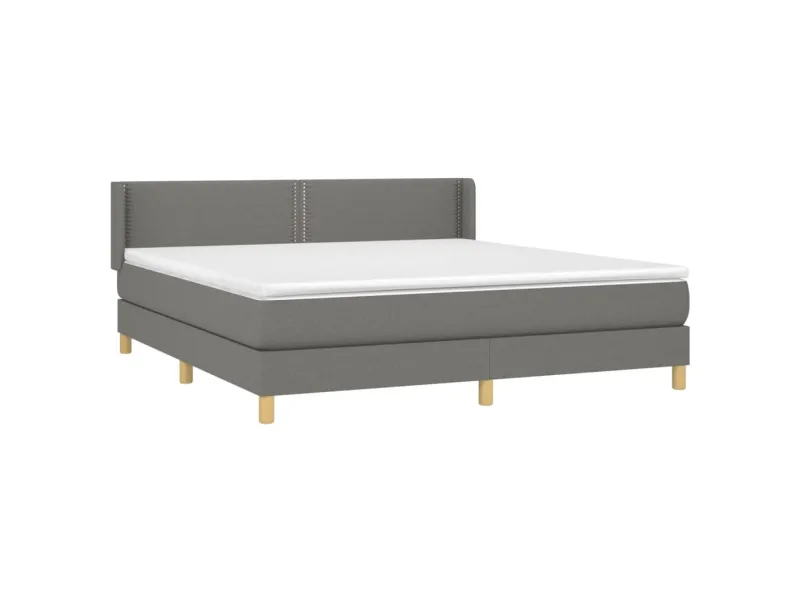cadre de lit avec matelas Gris foncé 160x200cm Tissu