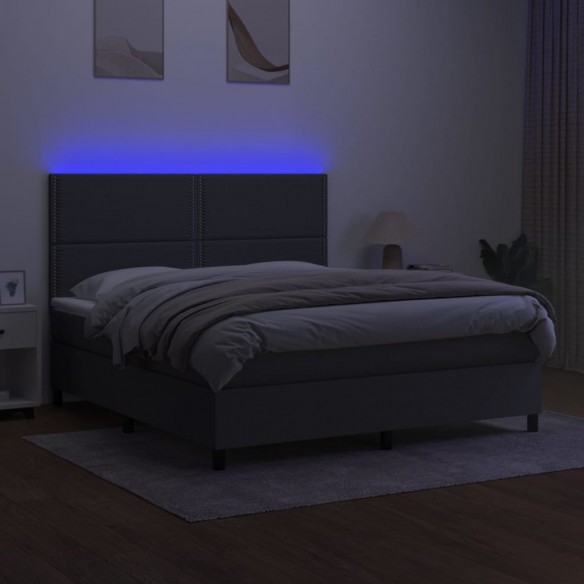 Cadre de lit et matelas et LED Gris foncé 160x200 cm