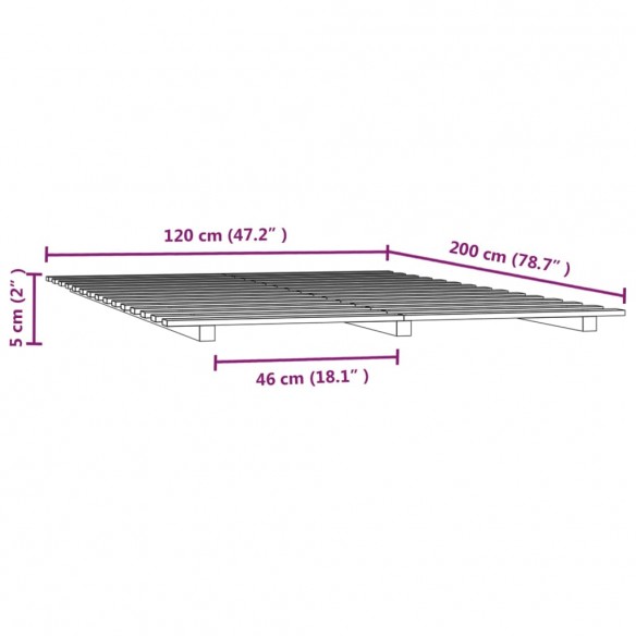 Cadre de lit 120x200 cm Bois de pin massif