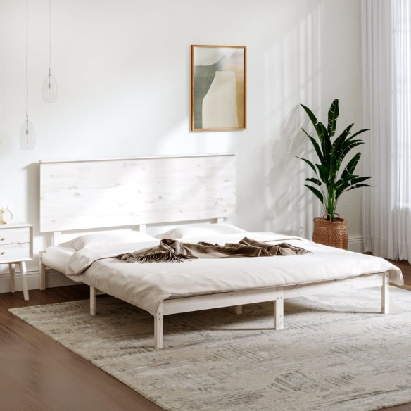 Cadre de lit Blanc Bois massif 180x200 cm Super King