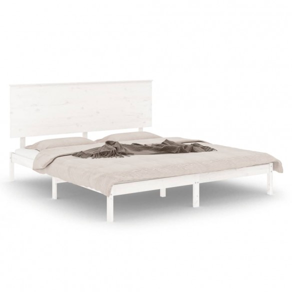 Cadre de lit Blanc Bois massif 180x200 cm Super King