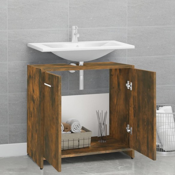 Armoire de bain Chêne fumé 60x33x60 cm Bois d'ingénierie