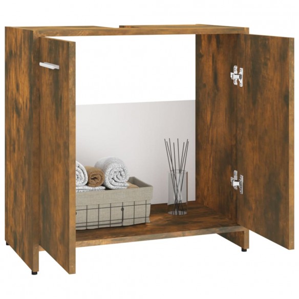 Armoire de bain Chêne fumé 60x33x60 cm Bois d'ingénierie