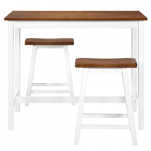 Table de bar et tabouret 3 pcs Bois massif