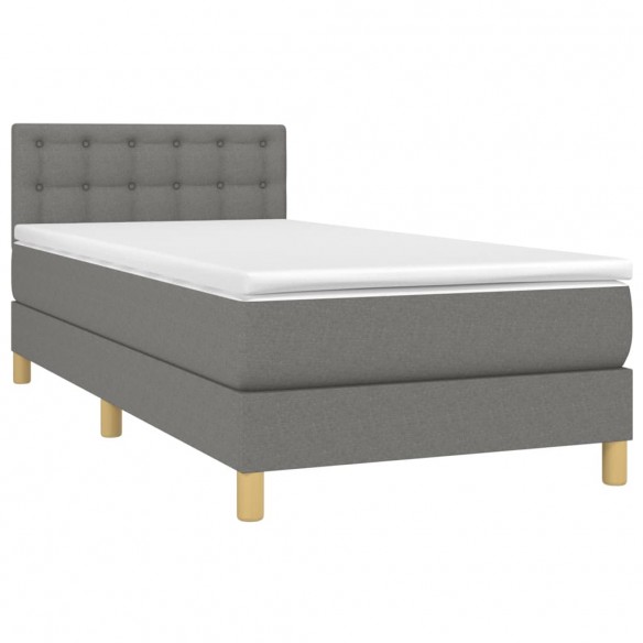 Cadre de lit avec matelas et LED Gris foncé 90x200cm