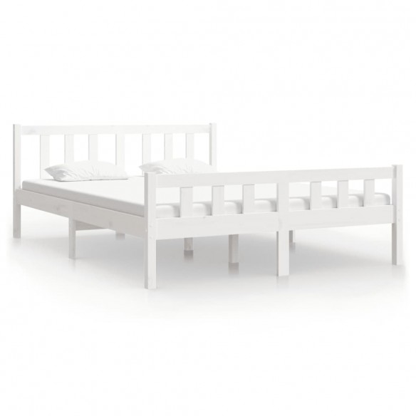 Cadre de lit blanc bois massif 135x190 cm double