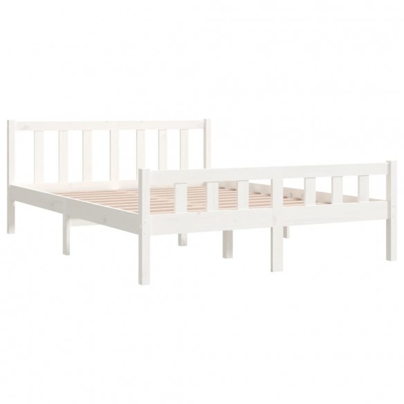 Cadre de lit blanc bois massif 135x190 cm double