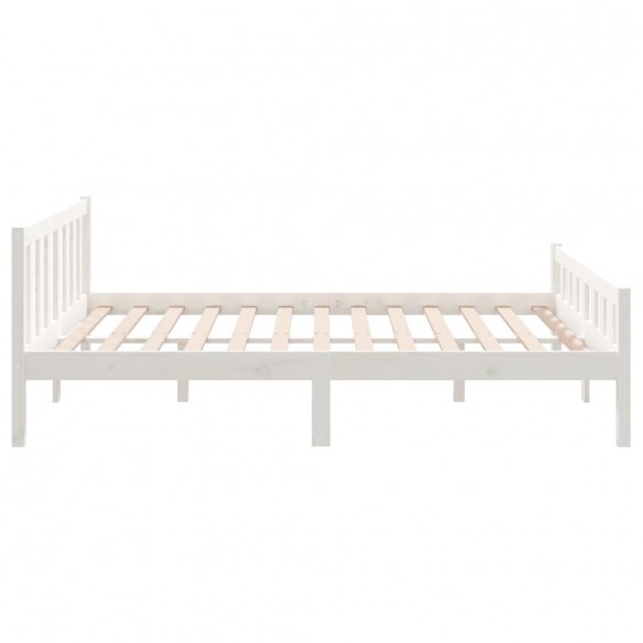 Cadre de lit blanc bois massif 135x190 cm double